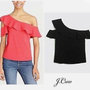 J Crew Ruffle Off Shoulder Blouse in Black
